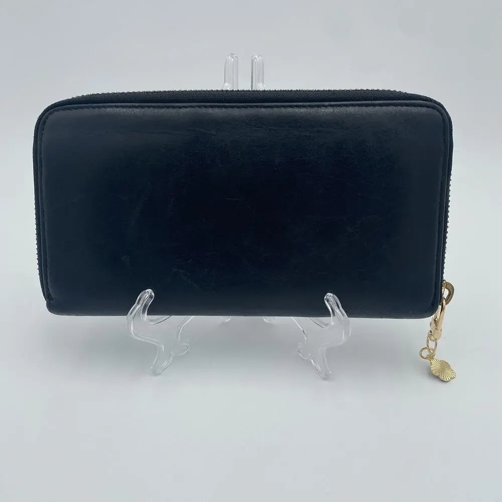 TORY BURCH Black Saffiano Leather Robinson Continental Zip Around Wallet